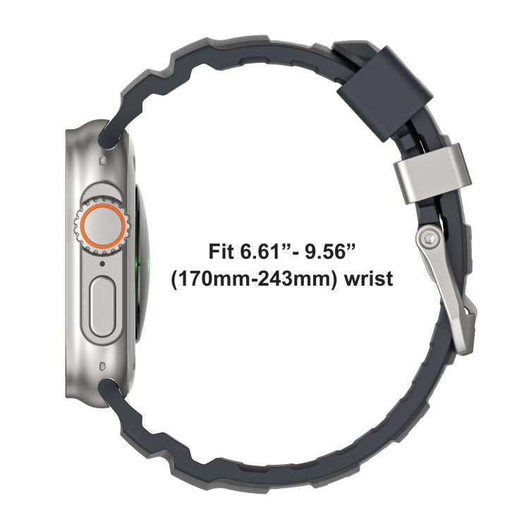 For Apple Watch 46mm / 49mm / 45mm / 44mm Black Buckle Field Path Fluororubber Watch Band(Orange)