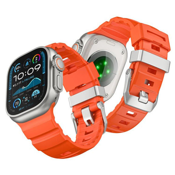 For Apple Watch 46mm / 49mm / 45mm / 44mm Titanium Buckle Field Path Fluororubber Watch Band(Orange)