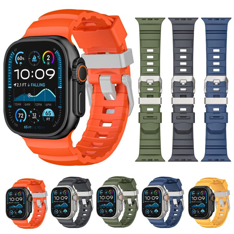 For Apple Watch 46mm / 49mm / 45mm / 44mm Titanium Buckle Field Path Fluororubber Watch Band(Orange)