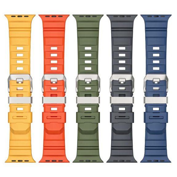 For Apple Watch 46mm / 49mm / 45mm / 44mm Titanium Buckle Field Path Fluororubber Watch Band(Orange)