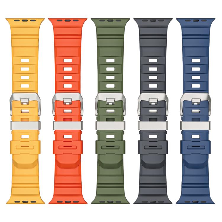 For Apple Watch 46mm / 49mm / 45mm / 44mm Titanium Buckle Field Path Fluororubber Watch Band(Orange)