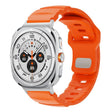 For Samsung Galaxy Watch Ultra 47mm Silver Connector Reverse Buckle Fluororubber Watch Band(Orange) - free shipping - PMC TechLife - Order now!