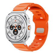 For Samsung Galaxy Watch Ultra 47mm Silver Connector Reverse Buckle Fluororubber Watch Band(Orange)