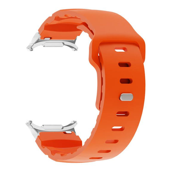 For Samsung Galaxy Watch Ultra 47mm Silver Connector Reverse Buckle Fluororubber Watch Band(Orange)
