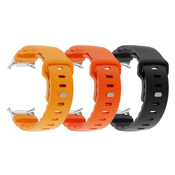 For Samsung Galaxy Watch Ultra 47mm Silver Connector Reverse Buckle Fluororubber Watch Band(Orange)