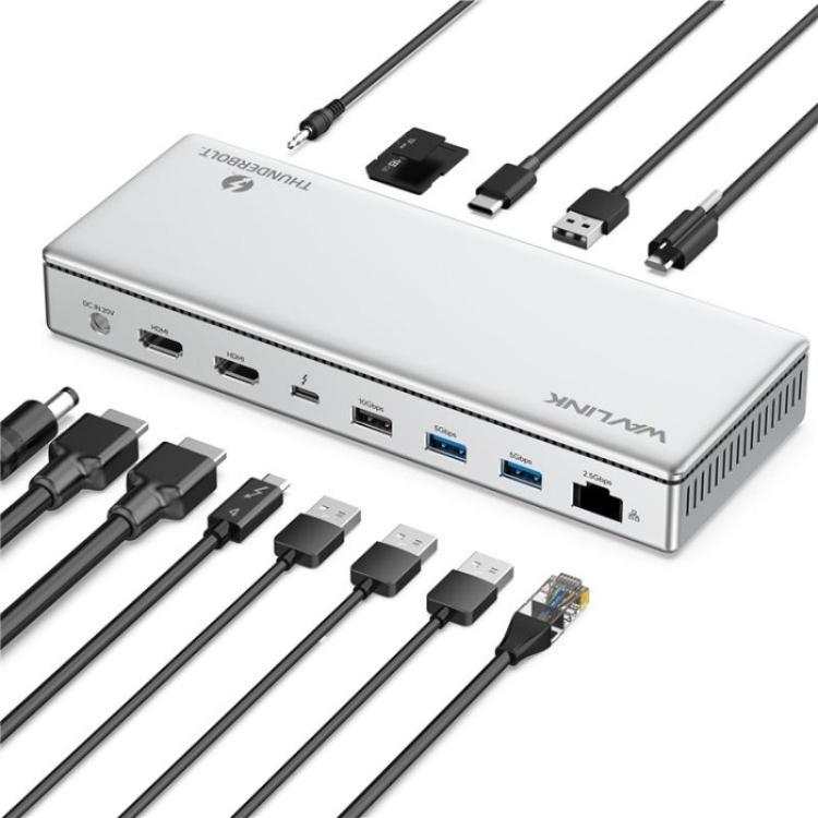 WAVLINK UTD45 96W Charging 8K / 4K Display Thunderbolt 4 Docking Station 13-in-1 Hub(EU Plug) - free shipping - PMc TechLife - Order now!