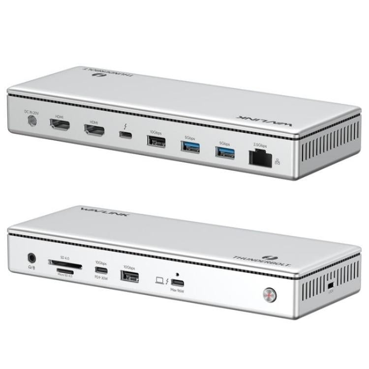 WAVLINK UTD45 96W Charging 8K / 4K Display Thunderbolt 4 Docking Station 13-in-1 Hub(EU Plug) - free shipping - PMc TechLife - Order now!