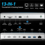 WAVLINK UTD45 96W Charging 8K / 4K Display Thunderbolt 4 Docking Station 13-in-1 Hub(US Plug)