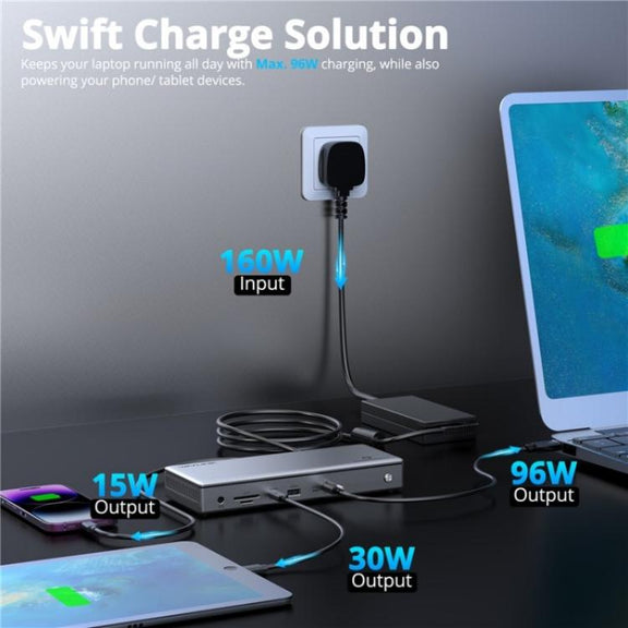 WAVLINK UTD45 96W Charging 8K / 4K Display Thunderbolt 4 Docking Station 13-in-1 Hub(AU Plug)