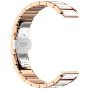 18mm Zinc Alloy Butterfly Buckle Ceramic White Metal Watch Band(Rose Gold+White)