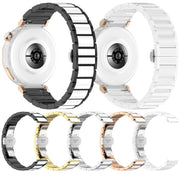 18mm Zinc Alloy Butterfly Buckle Ceramic White Metal Watch Band(Silver+White)