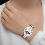 18mm Zinc Alloy Butterfly Buckle Ceramic White Metal Watch Band(Gold+White)