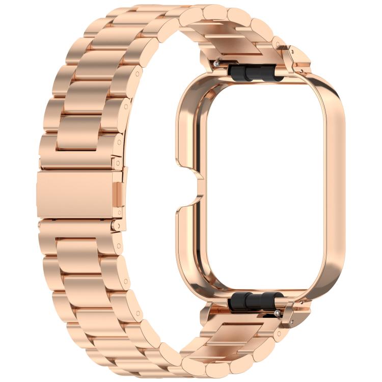 For vivo Watch GT Watch Frame Integrated Three Beads Stainless Steel Watch Band(Rose Gold)