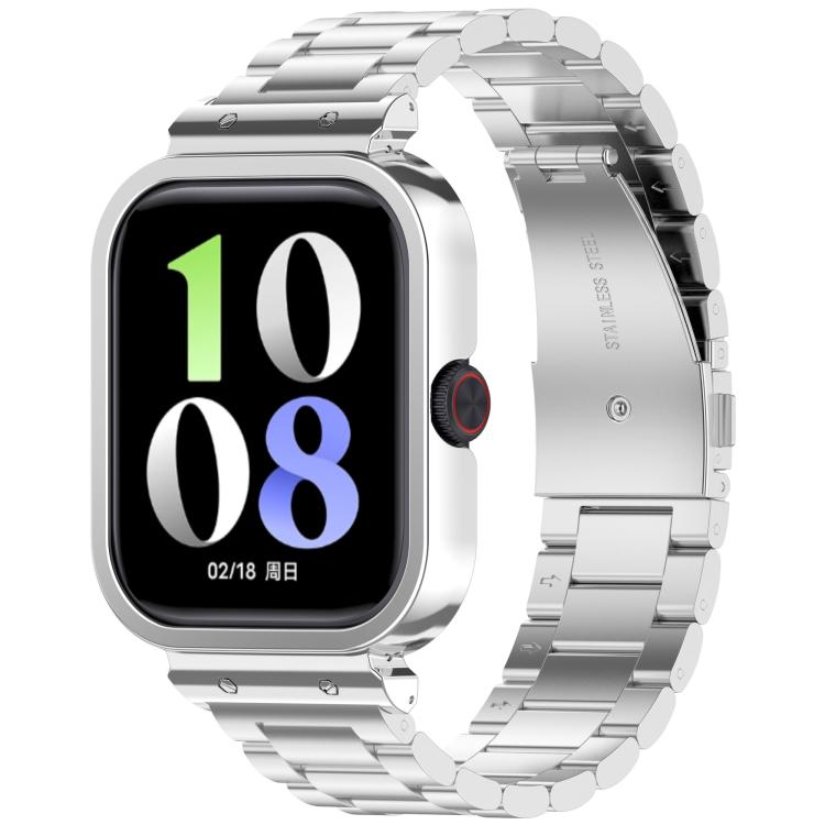 For vivo iQOO Watch GT Watch Frame Integrated Three Beads Stainless Steel Watch Band(Silver)