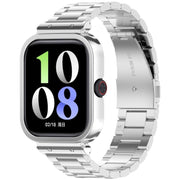 For vivo iQOO Watch GT Watch Frame Integrated Three Beads Stainless Steel Watch Band(Silver)