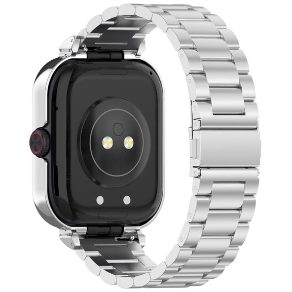 For vivo iQOO Watch GT Watch Frame Integrated Three Beads Stainless Steel Watch Band(Silver)