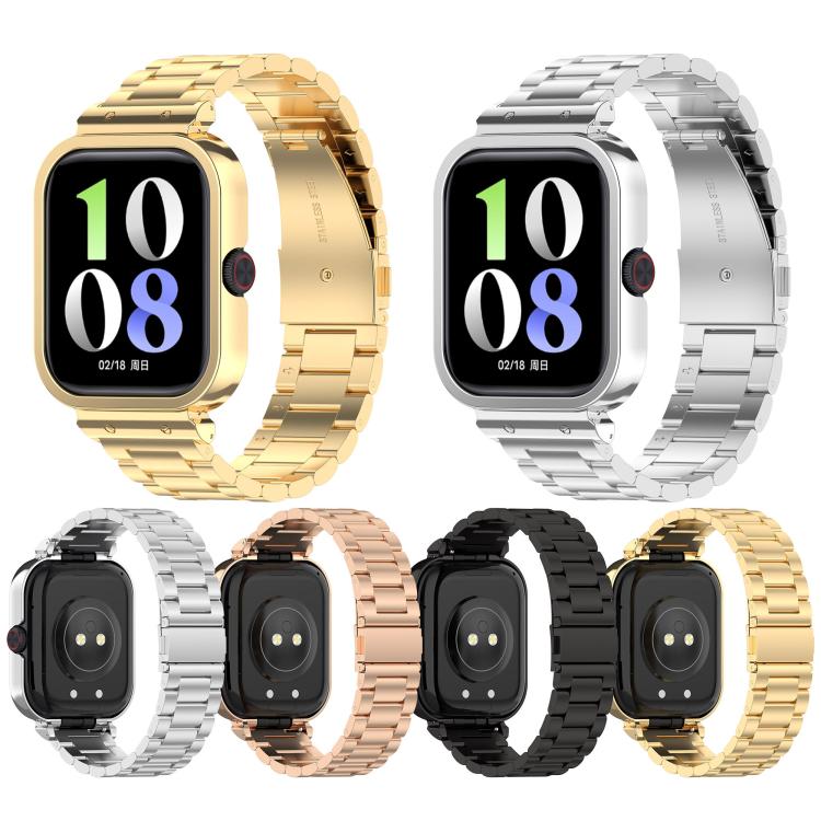 For vivo iQOO Watch GT Watch Frame Integrated Three Beads Stainless Steel Watch Band(Rose Gold) - free shipping - PMC TechLife - Order now!
