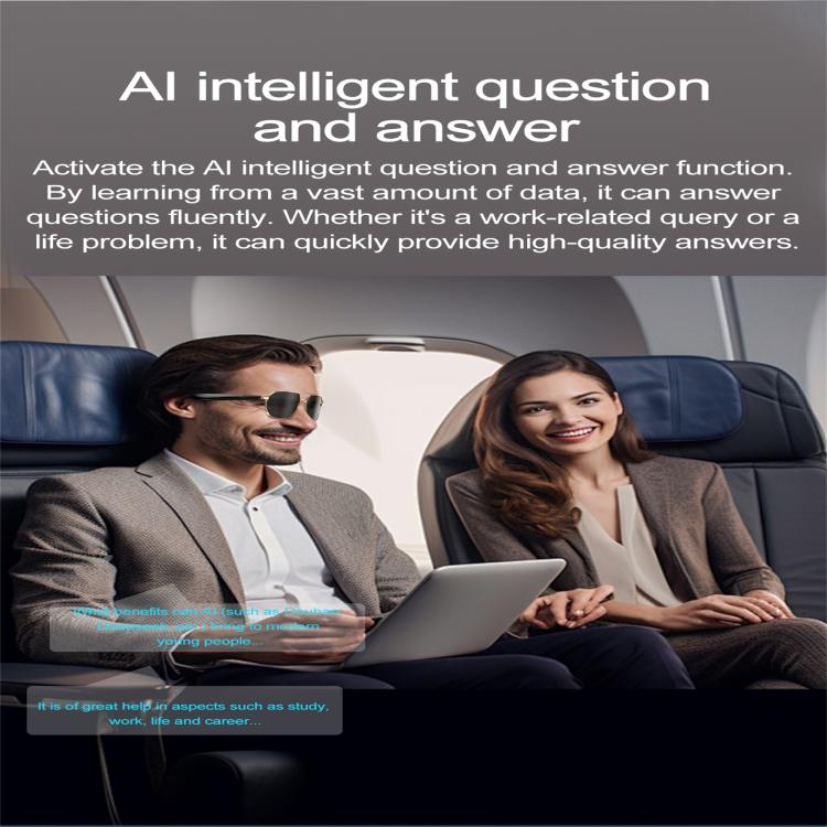 W100C Smart Glasses, Support AI Conversation / AI Intelligent Translation / Bluetooth Call(Black)