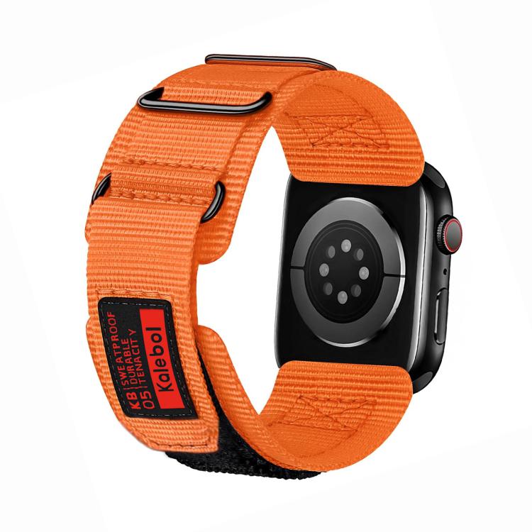 For Apple Watch 42mm / 41mm / 40mm / 38mm Kalebol Hook and Tri-Loop Nylon Watch Band(Orange)