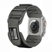 For Apple Watch 46mm / 49mm / 45mm / 44mm Kalebol Hook and Tri-Loop Nylon Watch Band(Silver)