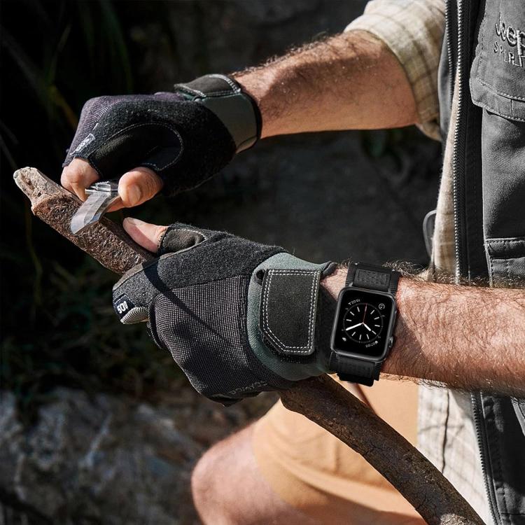 For Apple Watch 42mm / 41mm / 40mm / 38mm Kalebol Hook and Tri-Loop Nylon Watch Band(Black) - free shipping - PMc TechLife - Order now!