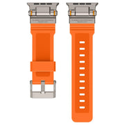 For Apple Watch 42 / 44 / 45 / 46 / 49mm Metal Connector Explorer Silicone Watch Band(Titanium Orange)
