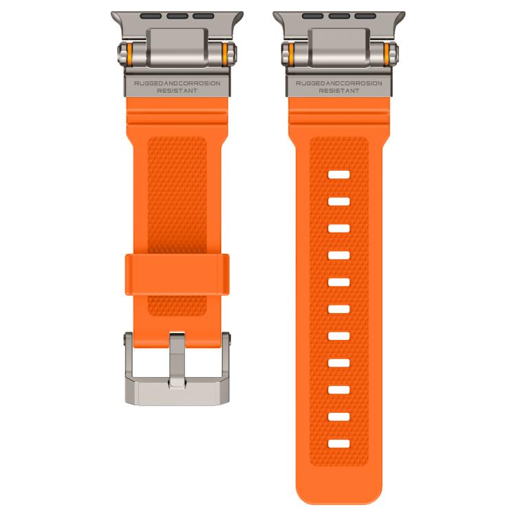 For Apple Watch 42 / 44 / 45 / 46 / 49mm Metal Connector Explorer Silicone Watch Band(Titanium Orange)