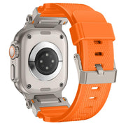 For Apple Watch 42 / 44 / 45 / 46 / 49mm Metal Connector Explorer Silicone Watch Band(Titanium Orange)