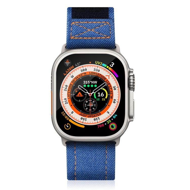 For Apple Watch 42mm / 41mm / 40mm / 38mm Kalebol Cool Denim Nylon Hook and Loop Fastener Watch Band(Blue) - free shipping - PMC TechLife - Order now!