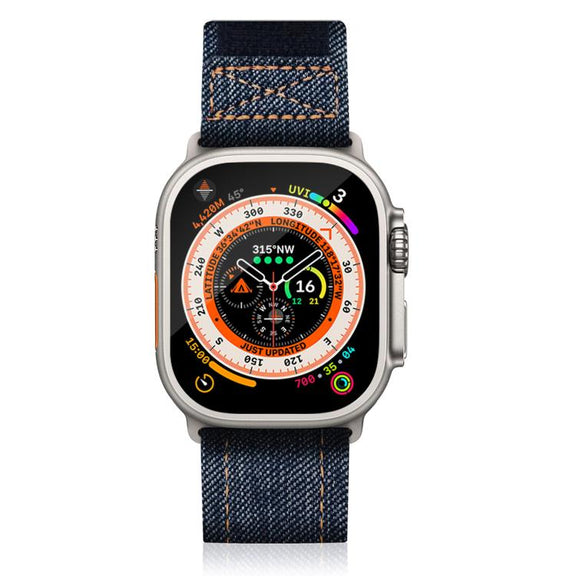 For Apple Watch 42mm / 41mm / 40mm / 38mm Kalebol Cool Denim Nylon Hook and Loop Fastener Watch Band(Gray)