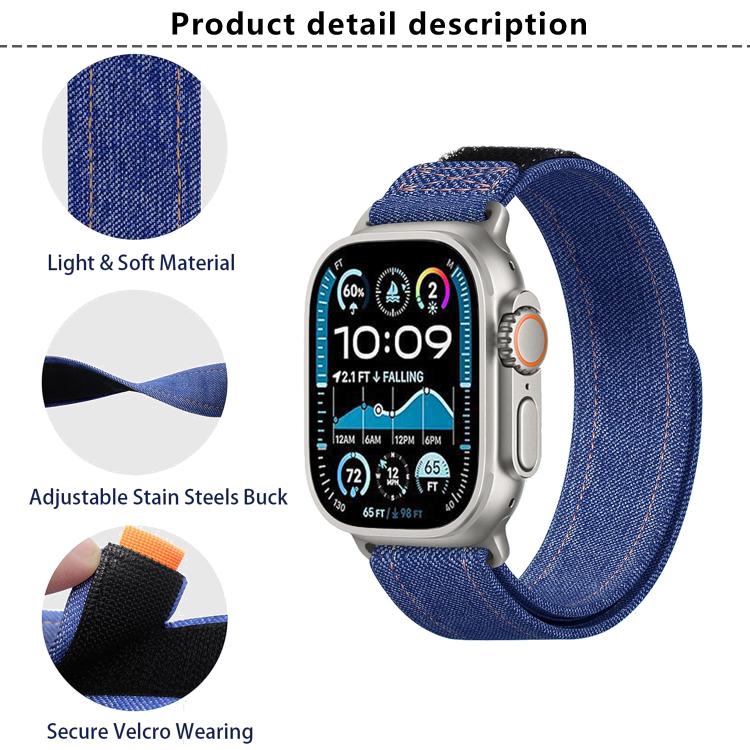 For Apple Watch 42mm / 41mm / 40mm / 38mm Kalebol Cool Denim Nylon Hook and Loop Fastener Watch Band(Blue) - free shipping - PMC TechLife - Order now!
