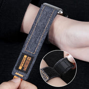 For Apple Watch 46mm / 49mm / 45mm / 44mm Kalebol Cool Denim Nylon Hook and Loop Fastener Watch Band(Dark Blue)