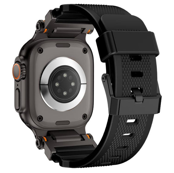 For Apple Watch 46mm / 49mm / 45mm / 44mm Kalebol Outdoor Explorer Metal Connector TPU Watch Band(Black)