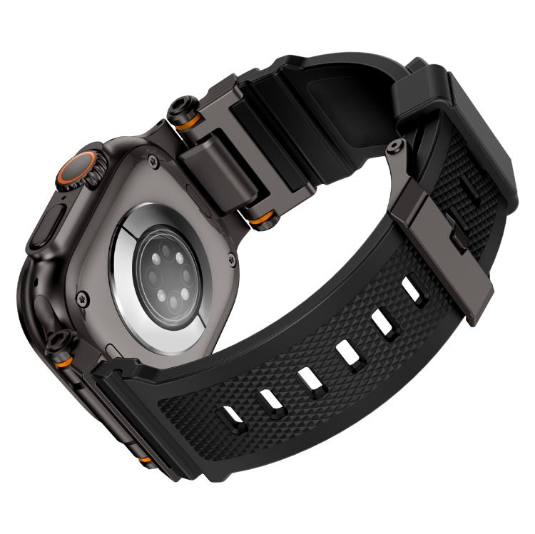 For Apple Watch 46mm / 49mm / 45mm / 44mm Kalebol Outdoor Explorer Metal Connector TPU Watch Band(Black)