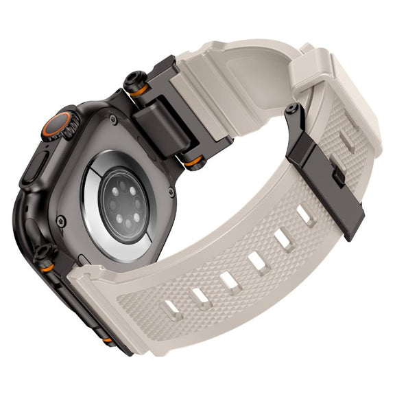 For Apple Watch 46mm / 49mm / 45mm / 44mm Kalebol Outdoor Explorer Metal Connector TPU Watch Band(Black Starlight)