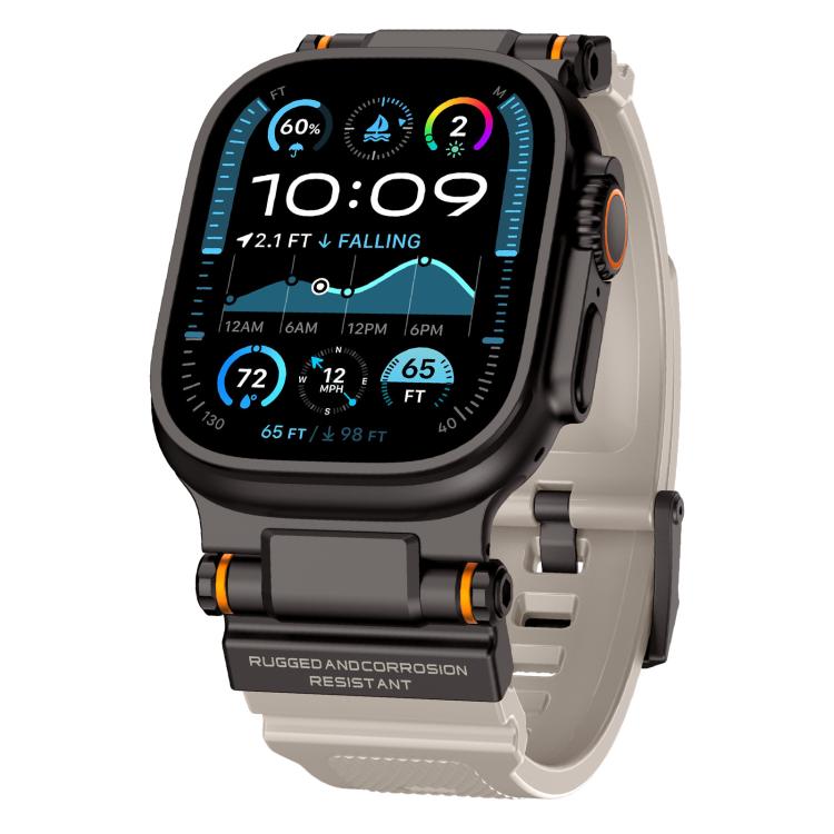 For Apple Watch 46mm / 49mm / 45mm / 44mm Kalebol Outdoor Explorer Metal Connector TPU Watch Band(Black Starlight) - free shipping - PMC TechLife - Order now!