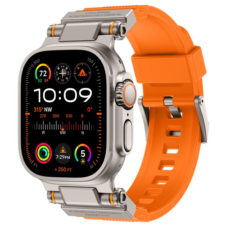 For Apple Watch 46mm / 49mm / 45mm / 44mm Kalebol Outdoor Explorer Metal Connector TPU Watch Band(Titanium Orange) - free shipping - PMC TechLife - Order now!