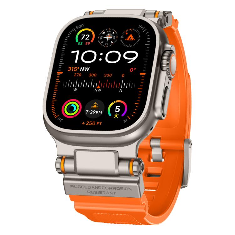 For Apple Watch 46mm / 49mm / 45mm / 44mm Kalebol Outdoor Explorer Metal Connector TPU Watch Band(Titanium Orange)