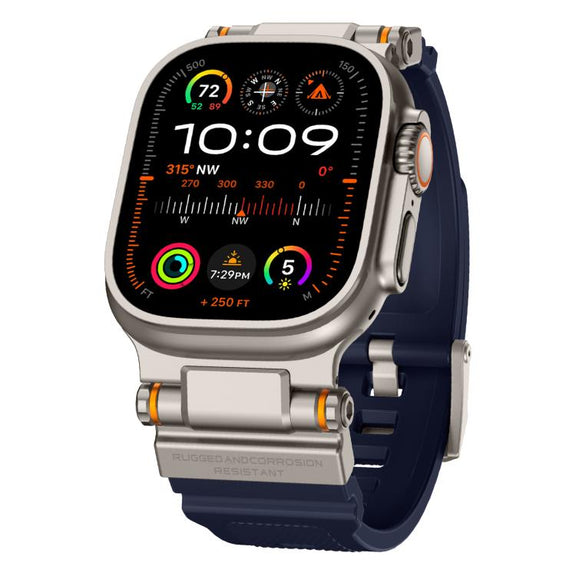 For Apple Watch 46mm / 49mm / 45mm / 44mm Kalebol Outdoor Explorer Metal Connector TPU Watch Band(Titanium Blue)