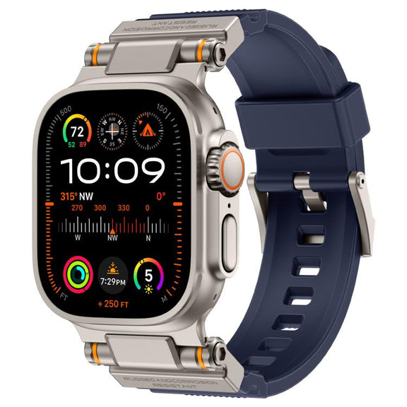 For Apple Watch 46mm / 49mm / 45mm / 44mm Kalebol Outdoor Explorer Metal Connector TPU Watch Band(Titanium Blue)