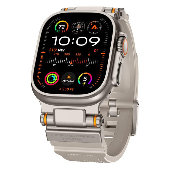 For Apple Watch 46mm / 49mm / 45mm / 44mm Kalebol Outdoor Explorer Metal Connector TPU Watch Band(Titanium Starlight)