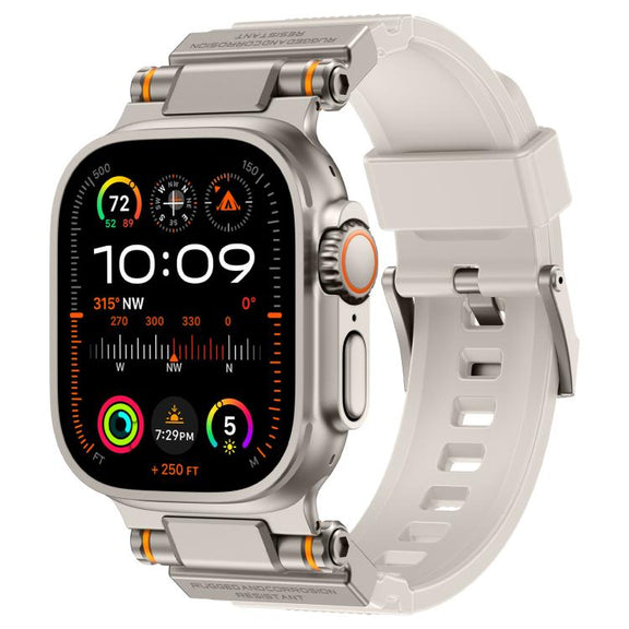 For Apple Watch 46mm / 49mm / 45mm / 44mm Kalebol Outdoor Explorer Metal Connector TPU Watch Band(Titanium Starlight)