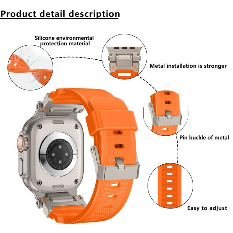 For Apple Watch 46mm / 49mm / 45mm / 44mm Kalebol Outdoor Explorer Metal Connector TPU Watch Band(Titanium Starlight)