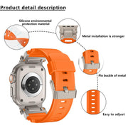 For Apple Watch 46mm / 49mm / 45mm / 44mm Kalebol Outdoor Explorer Metal Connector TPU Watch Band(Black Starlight)