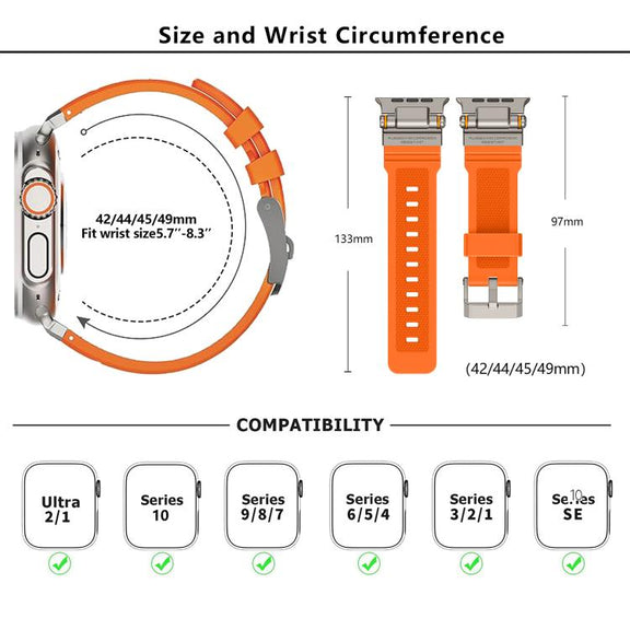 For Apple Watch 46mm / 49mm / 45mm / 44mm Kalebol Outdoor Explorer Metal Connector TPU Watch Band(Titanium Orange)