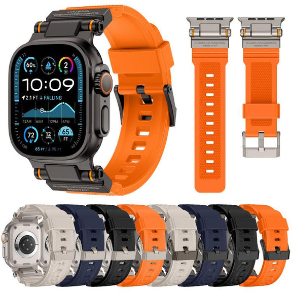 For Apple Watch 46mm / 49mm / 45mm / 44mm Kalebol Outdoor Explorer Metal Connector TPU Watch Band(Titanium Starlight)