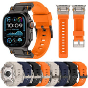 For Apple Watch 46mm / 49mm / 45mm / 44mm Kalebol Outdoor Explorer Metal Connector TPU Watch Band(Black)