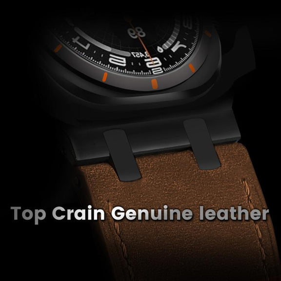 For Samsung Galaxy Watch Ultra 47mm Crazy Horse Leather Watch Band(Black Brown+Black Buckle)