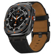 For Samsung Galaxy Watch Ultra 47mm Crazy Horse Leather Watch Band(Black+Black Buckle) - Watch Bands by PMC TechLife | Online Shopping South Africa | PMC TechLife | Buy Now Pay Later Mobicred