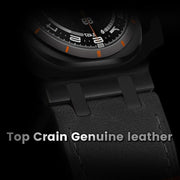 For Samsung Galaxy Watch Ultra 47mm Crazy Horse Leather Watch Band(Black+Black Buckle)